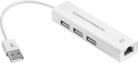 Фото 1/3 GCR-AP03, USB 2.0 Разветвитель на 3 порта + 10/100 Мбит/с Ethernet RJ-45, белый