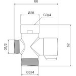 Блок дивертора для смесителя, поворотный, хром, , 950OPHC0SM