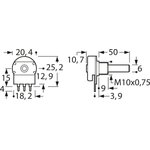 Conductive plastic potentiometer, 1 MΩ, 0.4 W, linear, solder pin ...