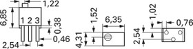 Cermet trimmer potentiometer, 12 turns, 1 kΩ, 0.25 W, THT, on top, 3266W-1-102LF