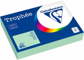 Бумага цветная CLAIREFONTAINE, А4, 80 г/м2, 500 л., пастель, зеленая, Франция, 1975PC