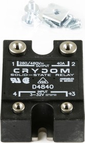 Фото 1/4 D4840, Solid State Relays - Industrial Mount PM IP00 530VAC/40A 3-32VDC In, ZC