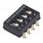 SDA04H0SBD, Переключатель: DIP-SWITCH, Кол-во секций: 4, ON-OFF, 0,025A/24ВDC