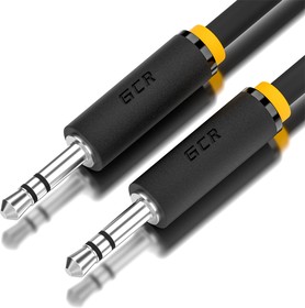 GCR-53815, GCR Кабель 3.0m аудио jack 3,5mm/jack 3,5mm черный, желтая окантовка, ультрагибкий, M/M, Premium, эк