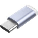 GCR-UC3U2MF, GCR Переходник USB Type C   MicroUSB 2.0, M/F, Серебристый