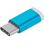 GCR-UC3U2MF-BL, GCR Переходник USB Type C   MicroUSB 2.0, M/F, Голубой