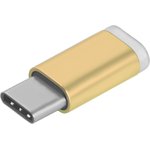 GCR-UC3U2MF-G, GCR Переходник USB Type C   MicroUSB 2.0, M/F, Золотистый