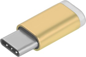 Фото 1/2 GCR-UC3U2MF-G, GCR Переходник USB Type C   MicroUSB 2.0, M/F, Золотистый