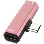GCR-52245, GCR Переходник USB Type C   3.5mm mini jack + TypeC, розовый