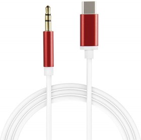 GCR-52327, Кабель 1.0m аудио TypeC - AUX jack 3,5mm, ультрагибкий, белый, красный