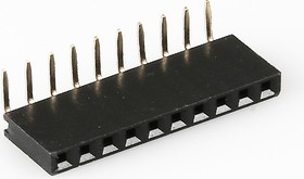 PBS-10R (DS1024-1x10R), Гнездо на плату 2.54мм 1х10pin угловое, Connfly | купить в розницу и оптом