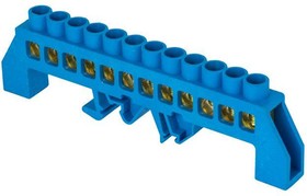 Фото 1/3 Шина нулевая N 8х12 12 отверстий синий нейлоновый корпус комбинированный латунь розн. стикер PROxima EKF sn0-125-12-dn-r