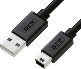 Фото 1/6 GCR-UM2M5P-BB2S-0.5m, GCR Кабель 0.5m USB 2.0, AM/mini, черный, 28/28 AWG, экран, армированный, морозостойкий