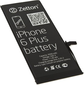 Фото 1/8 Аккумулятор Zetton для iPhone 6 Plus 3000 mAh, Li-Pol аналог 616-0765