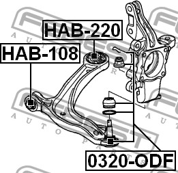 Фото 1/3 0320-ODF, ОПОРА ШАРОВАЯ ПЕРЕДНЕГО РЫЧАГА
