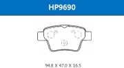HP9690, Колодки тормозные дисковые задние GREAT WALL Deer 05- Hover 2.5 / CITROEN C4 04-, PEUGEOT 307 03-