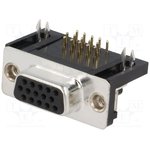 HDL15-SL-B, CONN D-SUB HD RCPT 15P R/A SLDR