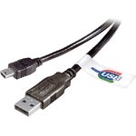 18-1136, Кабель USB-A - mini USB, 2,4А, 3м, ПВХ, серый