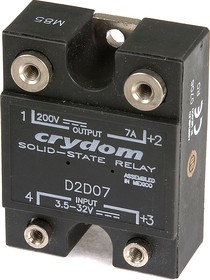 Фото 1/4 D2D07, Solid-State Relay - Control Voltage 3.5-32 VDC - Max Input Current 15 mA - Output 1-200 VDC - Max Load Current 7 ...