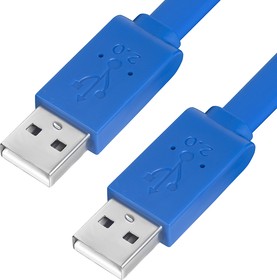 Фото 1/4 GCR-UM4MF-BD-1.0m, GCR Кабель PROF 1.0m USB 2.0, AM/AM, плоский, синий, 28/26 AWG, экран, заземление, морозостойкий