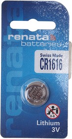 CR 1616, Батарейка CR1616 3V таблетка (пульт сигнализации, ключ) блистер (1шт.) Lithium RENATA