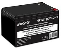 Фото 1/3 Exegate EX282964RUS Аккумуляторная батарея GP1272 (12V 7.2Ah 1227W, клеммы F2)