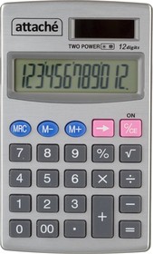 Фото 1/10 Калькулятор карманный Attache ATC-333-12P 12-ти разрядный серебристый