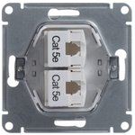 Розетка компьютерная 2-м Glossa RJ45 кат.5E механизм бел. SE GSL000185KK