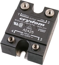 Фото 1/3 A2425, Реле: полупроводниковое, Uупр: 90-280ВAC, 25А, 24-280ВAC, -40-80°C