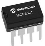Фото 1/6 MCP6021-I/P, Операционный усилитель, Rail-to-Rail I/O, 1 Усилитель, 10 МГц, 7 В/мкс, 2.5В до 5.5В, DIP