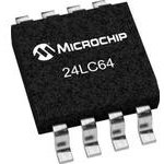 24LC64-E/SN, EEPROM Serial-I2C 64K-bit 8K x 8 3.3V/5V Automotive AEC-Q100 8-Pin ...
