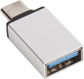 Фото 1/3 USB OTG адаптер на разъем USB Type-C LP металлический серебряный, европакет