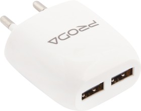 Фото 1/4 Блок питания (сетевой адаптер) PRODA Wall Charger RP-U21 2 USB выхода + кабель для Apple 8 pin 2,1А белый