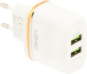 Фото 1/4 Блок питания (сетевой адаптер) LDNIO 2 USB выхода 2,4А + кабель для Apple 8 pin DL-AC52 коробка
