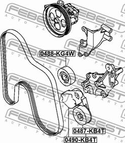 Фото 1/5 Ролик MITSUBISHI L200,L200 SPORTERO KA4T 2005.05- [GE] обводной \ 0488-KG4W FEBEST