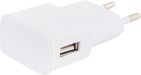 Фото 1/2 Блок питания (сетевой адаптер) с USB выходом 2,1А, белый, техпак
