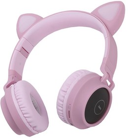Фото 1/8 Bluetooth наушники HOCO W27 Cat Ear BT5.0, 3.5 мм, microSD, накл., под. "ушек", гр +/- (розовый)