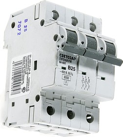 SV-49013-25-B, СВЕТОЗАР ВА-60П, 3P, 25А, B, 6кА, автоматический выключатель, Премиум (SV-49013-25-B)
