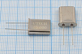 Кварцевый резонатор 25000 кГц, корпус HC49U, нагрузочная емкость 20 пФ, точность настройки 100 ppm, марка HC-49U[UTECH], 1 гармоника, (UTECH