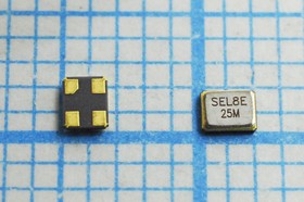 Резонатор кварцевый 25МГц в корпусе SMD 2x1.6мм, нагрузка 8пФ; 25000 \SMD02016C4\ 8\ 10\ 15/-40~85C\SMD2016\1Г