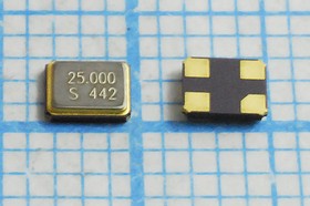 Кварцевый резонатор 25000 кГц, корпус SMD03225C4, нагрузочная емкость 8 пФ, точность настройки 30 ppm, стабильность частоты 30/-20~70C ppm/C