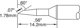 CVC-7BV6018R, Картридж-наконечник для СV/MX, скос 60° удлиненный, 1.78х14.2мм (замена STTC-147)