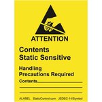 ALABEL, Yellow Safety Labels, Attention-Text 47 mm x 64mm