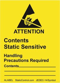 Фото 1/2 ALABEL, Yellow Safety Labels, Attention-Text 47 mm x 64mm