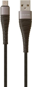 Фото 1/3 Кабель USB BOROFONE BX32 Munificent MicroUSB, 2.4А, 1м, нейлон (черный)