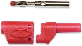 Фото 1/2 BU-3110410-2, Red Male Banana Plug, 4 mm Connector, Solder Termination, 20A