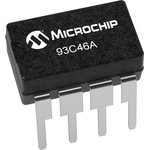 93C46A-I/P, EEPROM - Serial-Microwire - 1Kbit (128 x 8) - 5V - 8-Pin PDIP - Tube