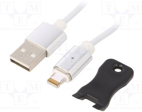 Фото 1/2 CC-USB2-AMLMM-1M, Кабель; магнитная,USB 2.0; вилка Apple Lightning,вилка USB A