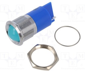 LED signal light, 24 V (DC), blue, 120 mcd, Mounting Ø 22 mm, pitch 1.25 mm, LED number: 1