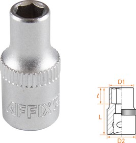 AF00020005, AFFIX Головка торцевая стандартная шестигранная 1/4", 05 мм